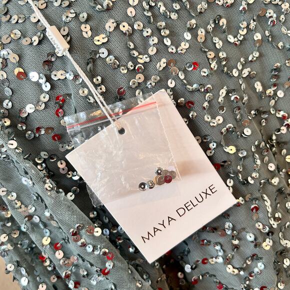 NWT Elegant Silver Sequin Kimono-Sleeve Cocktail Formal Evening Gown 3X 24 - Picture 7 of 10